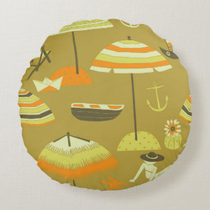Happy Sommertime Fun Seamless Muster Rundes Kissen