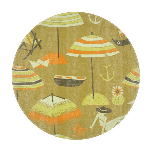 Happy Sommertime Fun Seamless Muster Schneidebrett (Vorderseite)