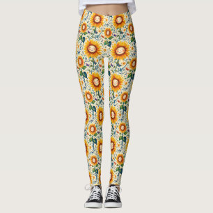 Happy Sonnenblumen: Gefrechtes Sonnenblumenmuster Leggings