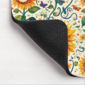 Happy Sonnenblumen: Gefrechtes Sonnenblumenmuster Mousepad (Ecke)