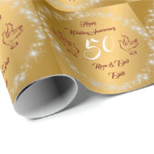 Happy Sparkly Customize Gold 50th Anniversary Geschenkpapier (Rolleneckpunkt)