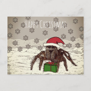 Happy Spider Christmas Postcard Postkarte