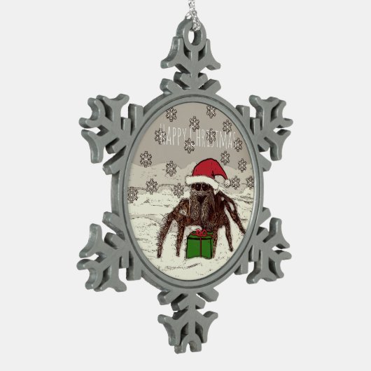 Happy Spider Schneeflocken Zinn-Ornament (Links)