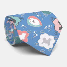 Happy Spitz Dog Collection Neck Tie (Blau) Krawatte