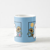Happy Spitz Hund mit Sommerblumen Kaffeetasse (Mittel)
