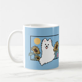 Happy Spitz Hund mit Sommerblumen Kaffeetasse