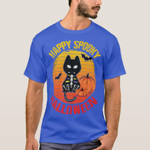 Happy Spooky Halloween Niedlich Cat Skeleton Funny T-Shirt