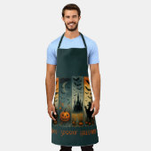 Happy "Spooky" Halloween Pumpkin Scarecrow Bat Schürze (Getragen)
