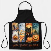 Happy "Spooky" Halloween Pumpkins Black Cat Geiste Schürze (Vorderseite)