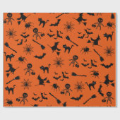 Happy Spooky Halloween Schwarz, Orange Niedlich Geschenkpapier (Flach)