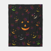 Happy Spooky Jack-O'-Laterne Blätter Neon Glow Fleecedecke (Vorderseite)