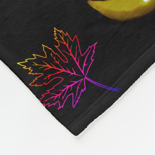 Happy Spooky Jack-O'-Laterne Blätter Neon Glow Fleecedecke (Ecke)