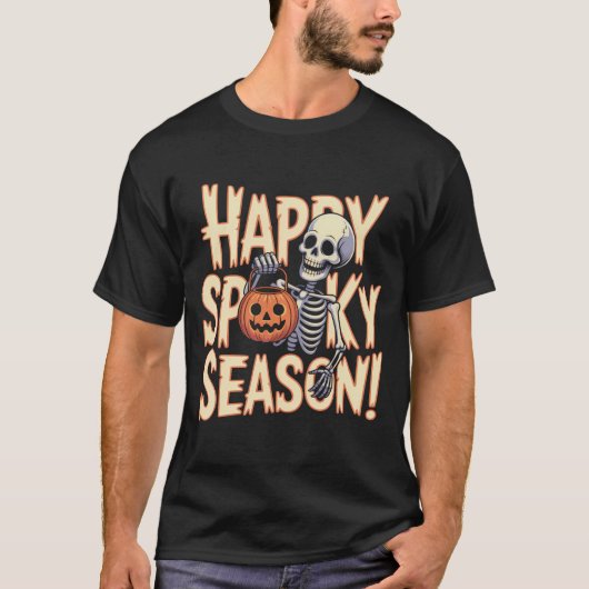 Happy Spooky Season Skeleton Art T-Shirt (Vorderseite)