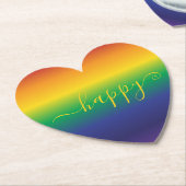 Happy Sprichwort Regenbogen Streifen Untersetzer (angewinkelt)