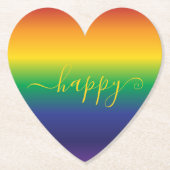 Happy Sprichwort Regenbogen Streifen Untersetzer (Vorderseite)