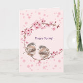 Happy Spring! 桜とかわいいすずめの春のあいさつ♡ Karte (Vorderseite)