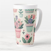Happy Spring Blume Pot Print Design Milchtasse (Rechte Ecke)