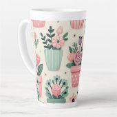 Happy Spring Blume Pot Print Design Milchtasse (Linke Ecke)