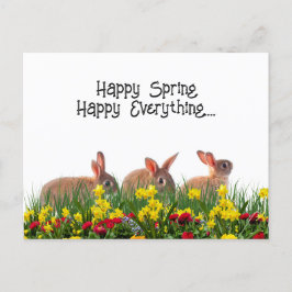 Happy Spring Blumen and Rabbits Postkarte
