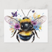 Happy Spring Bumble Bee and Butterflies Postkarte (Vorderseite)
