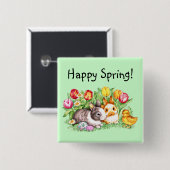 Happy Spring Bunny Chick Tulip Button - Vorlage (Vorne & Hinten)
