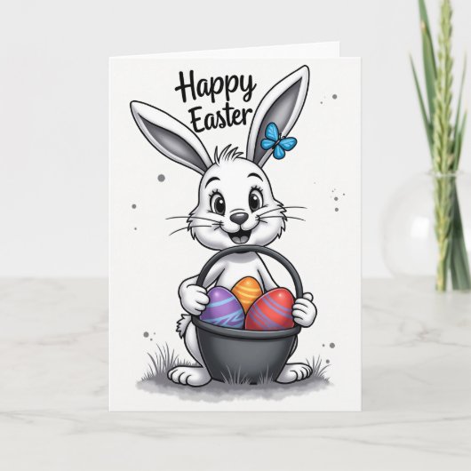 Happy Spring Bunny Egg Card Karte (Vorderseite)