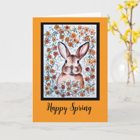 Happy Spring Bunny Karte (Gelbe Blume)