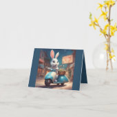 Happy Spring Bunny on a Scooter Karte (Gelbe Blume)
