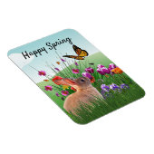 Happy Spring Bunny Rabbit im Blumengarten Magnet (Rechte Seite)