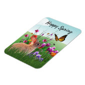 Happy Spring Bunny Rabbit im Blumengarten Magnet (Linke Seite)