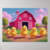 Happy Spring Chicks in Barnyard Poster (Vorne)