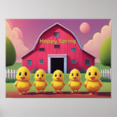 Happy Spring Chicks in Barnyard Poster (Vorne)