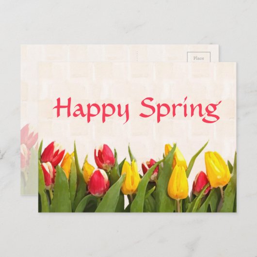 Happy Spring Colorful Tulips Postkarte (Vorne/Hinten)