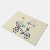 Happy Spring Design: Fahrrad, Blume und Vögel Fußmatte (Schrägansicht)