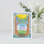 Happy Spring Equinox Sunshine Bird Trees Nature Postkarte (Stehend Vorderseite)