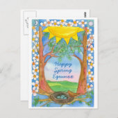 Happy Spring Equinox Sunshine Bird Trees Nature Postkarte (Vorne/Hinten)