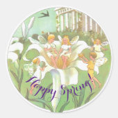 Happy Spring Fairy Blume Runder Aufkleber (Vorderseite)