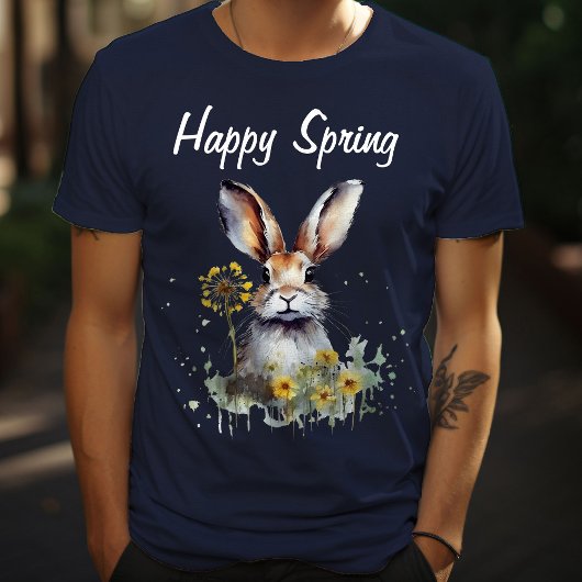 Happy Spring Floral Bunny mit gelben Lüstern T-Shirt