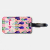 Happy Spring Floral Custom Luggage Tag Gepäckanhänger (Rückseite horizontal)