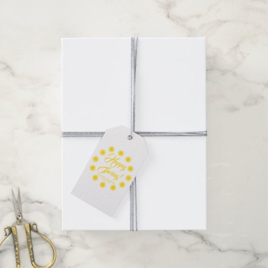 Happy Spring Gelbe Sonnengrenze Brauch fröhlichen  Geschenkanhänger (Mit Garn)