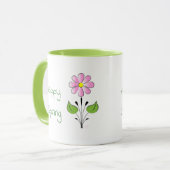 Happy Spring Green Type mit rosa Blume Tasse (Vorderseite Links)