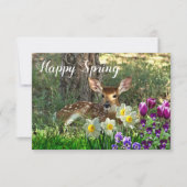 Happy Spring l Deer and Tulips Flat Card Einladung (Vorderseite)