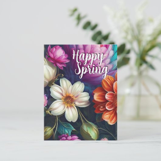 Happy Spring Mixed Blume 4 Farben Vorlage (Stehend Vorderseite)