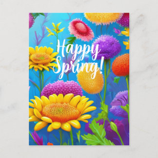 Happy Spring Mixed Blume Colors Template Holiday Feiertagspostkarte