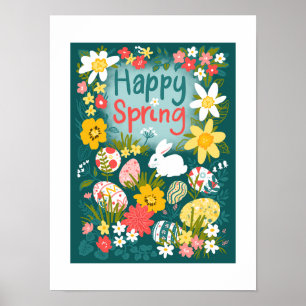 Happy Spring Oaster Eunting Blume Poster