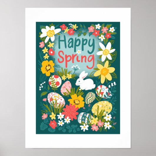 Happy Spring Oaster Eunting Blume Poster (Vorne)
