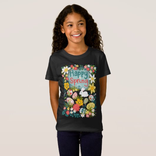 Happy Spring Oaster Eunting Blume T-Shirt (Vorne ganz)