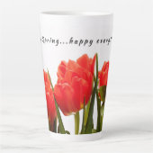 Happy Spring Red Tulip Blume Milchtasse (Vorderseite)