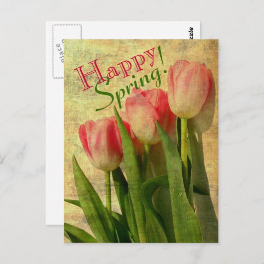 Happy Spring Tulips Postkarten (Vorne/Hinten)