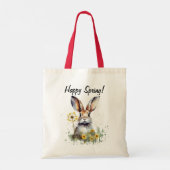 Happy Spring Watercolor Bunny Dandelion Tote Beute Tragetasche (Rückseite)